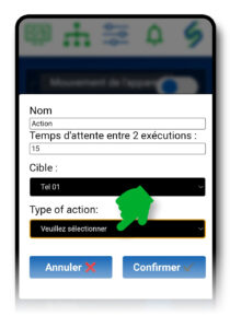 Écran affichant la liste des détections disponibles