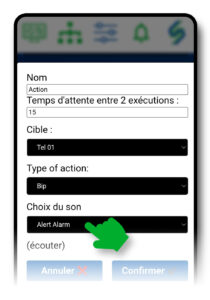 Écran de choix du son d'alerte